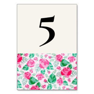 Tarjeta De Mesa Pétalos de rosa verdes rosados Flores Jardín Boda