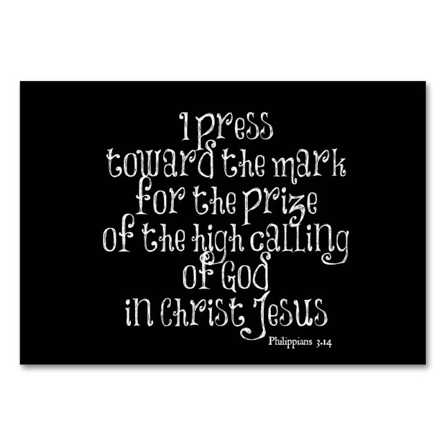 Tarjeta De Mesa Philippians 3.14 Biblia Verse (Anverso)
