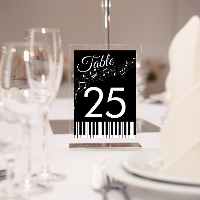 Tarjeta De Mesa Piano Keys Notas musicales Boda blanco y negro (Subido por el creador)