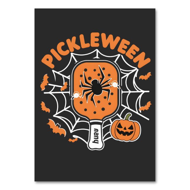 Tarjeta De Mesa Pickleween Funny Spooky Halloween Pickleball Sport (Anverso)