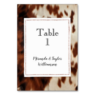 Tarjeta De Mesa Piel de vaca de crema negra marrón