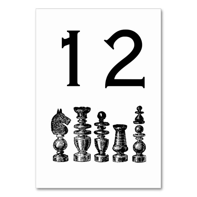 Tarjeta De Mesa Piezas de Ajedrez Arte Antiguo (Anverso)