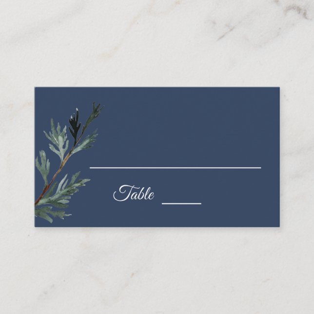 Tarjeta De Mesa Pine Blue Winter Wedter Place Card (Anverso)