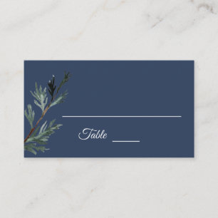 Tarjeta De Mesa Pine Blue Winter Wedter Place Card