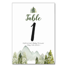 Tarjeta De Mesa Pine Tree Adventure Rustic Baby Shower