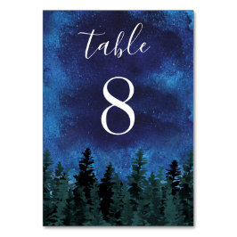 Tarjeta De Mesa Pine Trees Acuarela Rústico Boda Evergreen