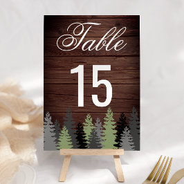 Tarjeta De Mesa Pine Trees Rustic Wood Winter Wedding