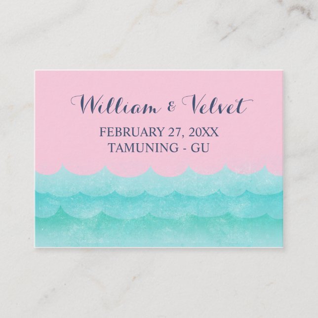 Tarjeta De Mesa Pink At Sea Nautical Boda Place Cards (Anverso)