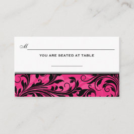 Tarjeta De Mesa Pink Black White Scrolls Boda Place Card