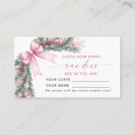 Tarjeta De Mesa Pink Bow Christmas How Many Candies Game Card