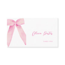 Pink Bow Place Card está atando la ducha Knot