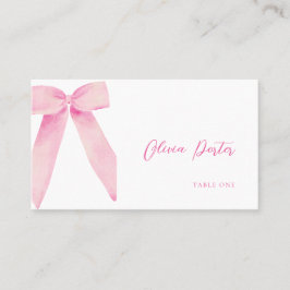 Tarjeta De Mesa Pink Bow Place Card está atando la ducha Knot
