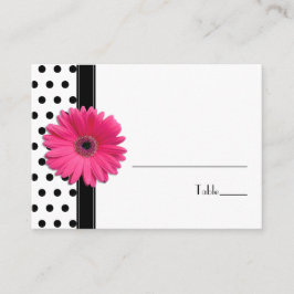 Tarjeta De Mesa Pink Daisy Black Polka Dot Place Card