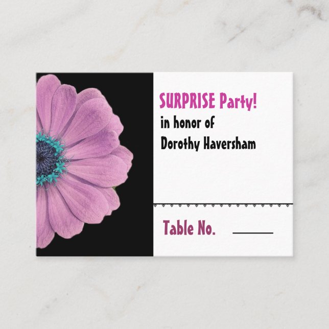 Tarjeta De Mesa Pink Daisy Surprise Birday Table Place Card (Anverso)