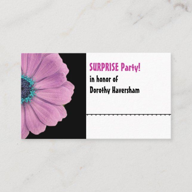 Tarjeta De Mesa Pink Daisy Surprise Birday Table Place Card Ver3 (Anverso)