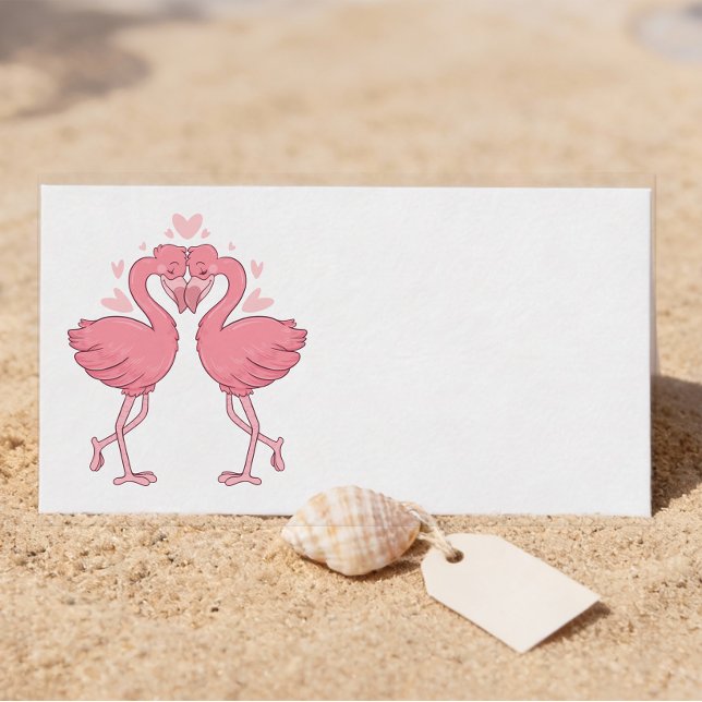 Tarjeta De Mesa Pink Flamingo Beach Tropical  Wedding Escort (Subido por el creador)
