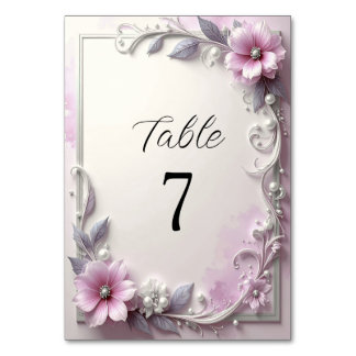 Tarjeta De Mesa Pink Floral Frame Table Number