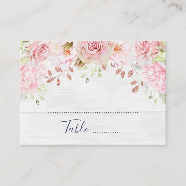 Tarjeta De Mesa Pink Floral Spring Wedding Place Setting Cards (Anverso)