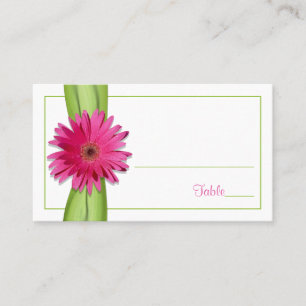 Tarjeta De Mesa Pink Gerbera Daisy Green Ribbon Place Card