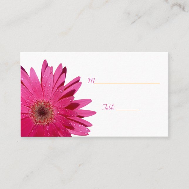 Tarjeta De Mesa Pink Gerbera Daisy White Place Card (Anverso)