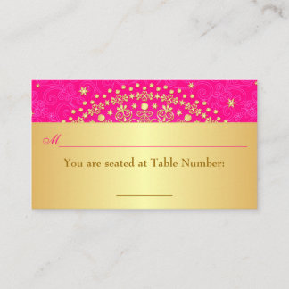Tarjeta De Mesa Pink, Gold Scrolls, Stars Boda Place Card