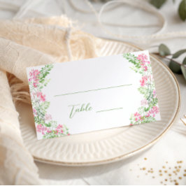 Tarjeta De Mesa Pink Green Floral Wreath Bridal Shower Wedding
