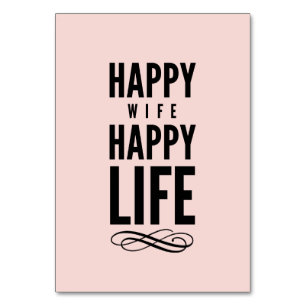 Tarjeta De Mesa Pink Happy Wife Divertidas palabras sabias