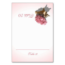 Tarjeta De Mesa Pink Hydrangea Sea Shell Place Card
