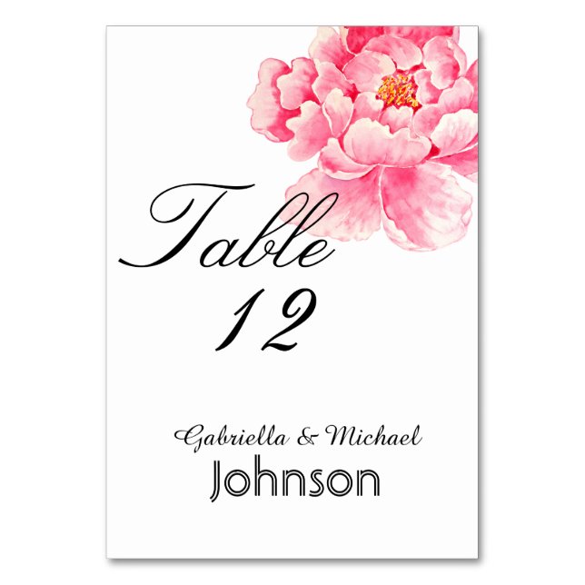 Tarjeta De Mesa Pink Peonies Floral (Anverso)