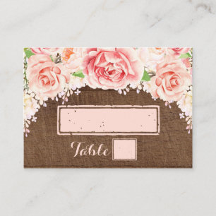 Tarjeta De Mesa Pink Watercolor Marrón Madera Lugar Cajas de confi