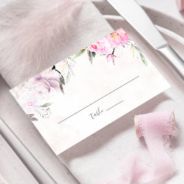 Tarjeta De Mesa Pink Watercolor Peony Floral Elegante Boda