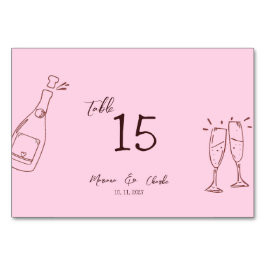 Tarjeta De Mesa Pink Whimsical Hand Written Scribble Wedding