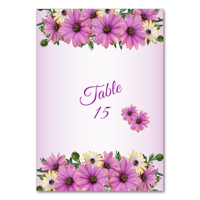Tarjeta De Mesa Pink Yellow Floral Rustic Elegant Wedding Party (Anverso)