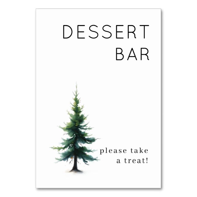 Tarjeta De Mesa Pino alegre acuarela verde (Anverso)