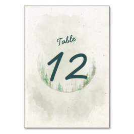 Tarjeta De Mesa Pinos en acuarela rústica
