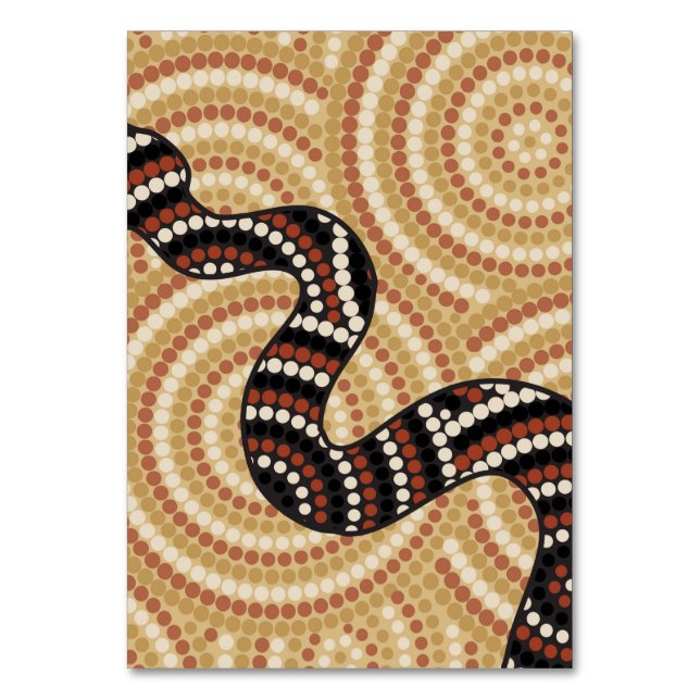 Tarjeta De Mesa Pintura de punto de serpiente aborigen (Anverso)
