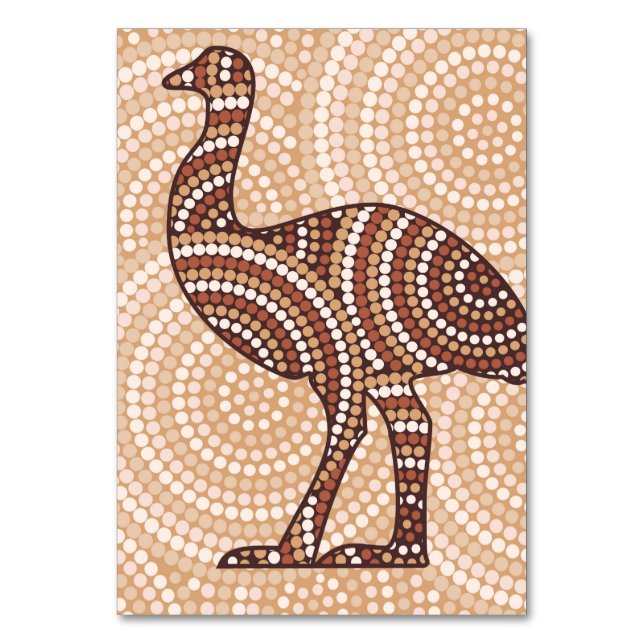 Tarjeta De Mesa Pintura de punto emu aborigen (Anverso)