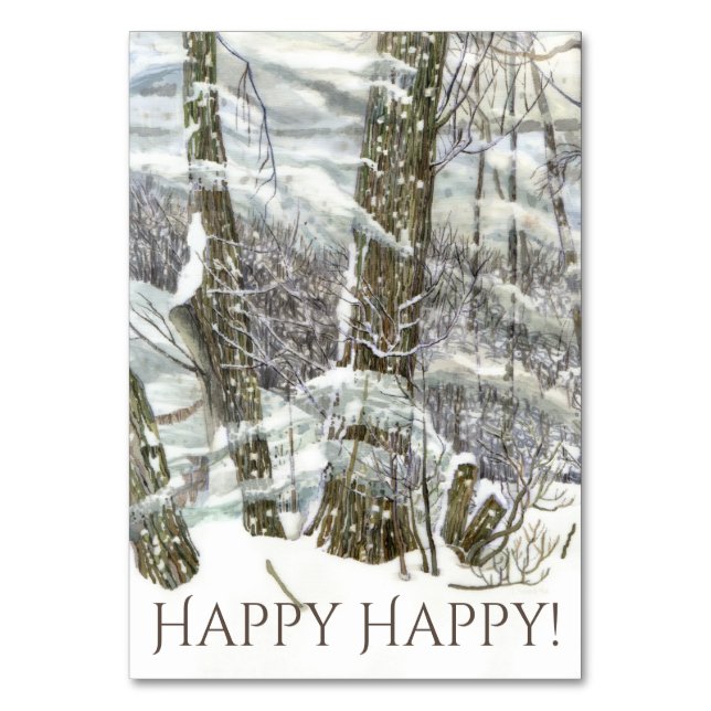 Tarjeta De Mesa Pintura de Winter Watercol (Anverso)