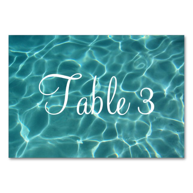 Tarjeta De Mesa Piscina numerada verde acuático (Anverso)