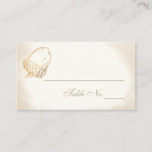 Tarjeta De Mesa PixDezines Acorns/Faux Gold/Place Cards (Anverso)