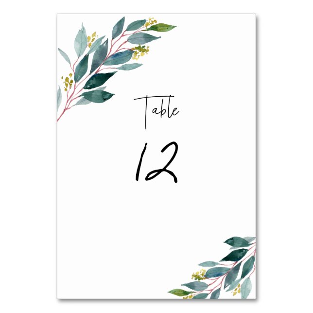 Tarjeta De Mesa PixDezines acuarela Goma Azul Eucalyptus (Anverso)