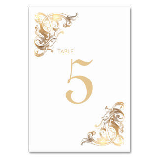 Tarjeta De Mesa PixDezines Antiguo Scrolls/Faux Gold/Table No.