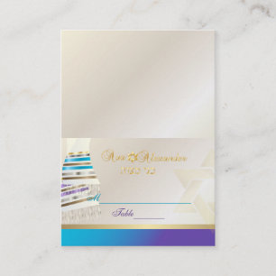 Tarjeta De Mesa ✡ PixDezines Aqua/Purple Tallit B'nai Mitzvah