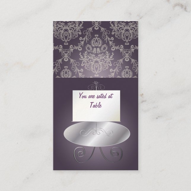 Tarjeta De Mesa PixDezines Dolcè Damask/plum+marfil (Anverso)