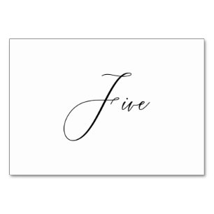 Tarjeta De Mesa PixDezines Elegante Caligrafía Romántica Cinco 5