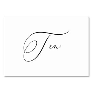 Tarjeta De Mesa PixDezines Elegante Caligrafía Romántica Diez 10