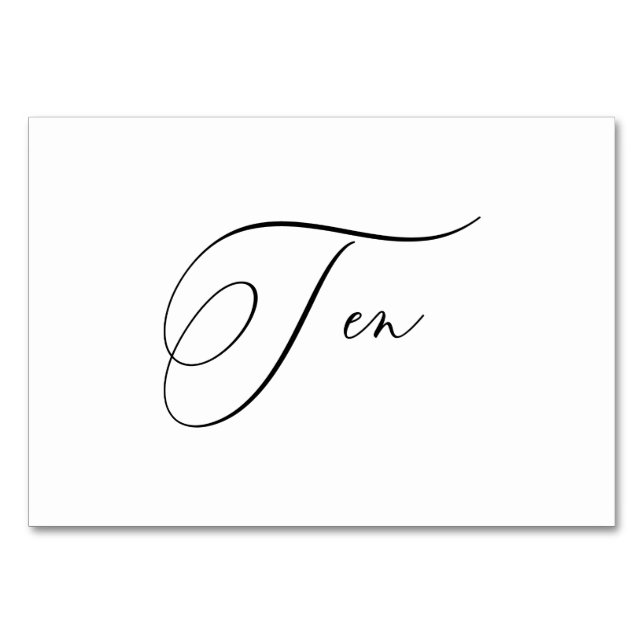 Tarjeta De Mesa PixDezines Elegante Caligrafía Romántica Diez 10 (Anverso)