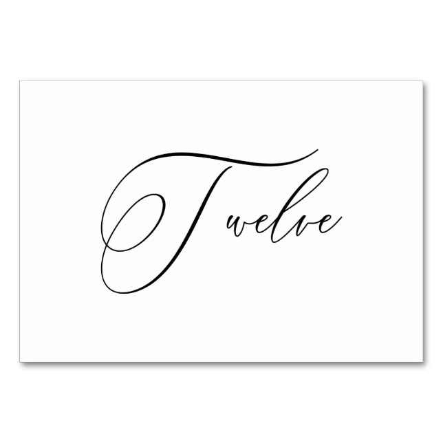 Tarjeta De Mesa PixDezines Elegante Caligrafía Romántica Doce 12 (Anverso)