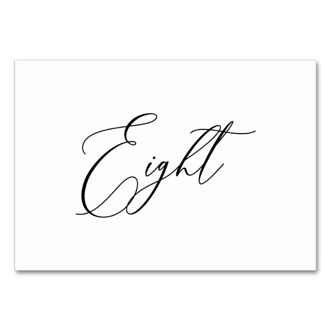 Tarjeta De Mesa PixDezines Elegante Caligrafía Romántica Ocho 8 (Anverso)