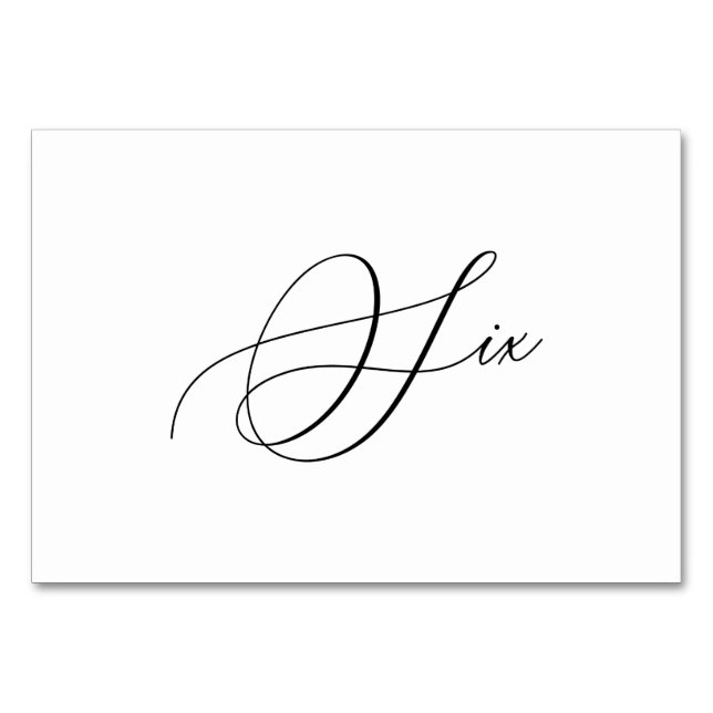 Tarjeta De Mesa PixDezines Elegante Caligrafía Romántica Seis 6 (Anverso)
